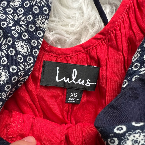 Lulus Womens Sundress Red Floral Lined Mini V Neck Sleeveless Cut Out Boho XS - Picture 6 of 6